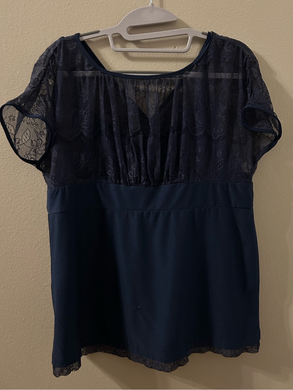 Navy Lace-Top with Built-in Cami for Women